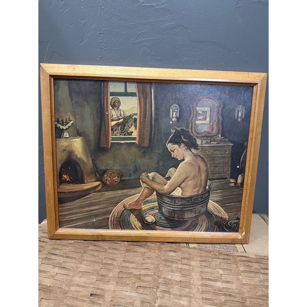 Lon Megargee Home on the Ranch Framed Art Print Western Cowboy Serenade 17x14